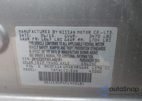 2015 Nissan Versa Note S Plus from USA, damaged, VIN 3N1CE2CP4FL445181